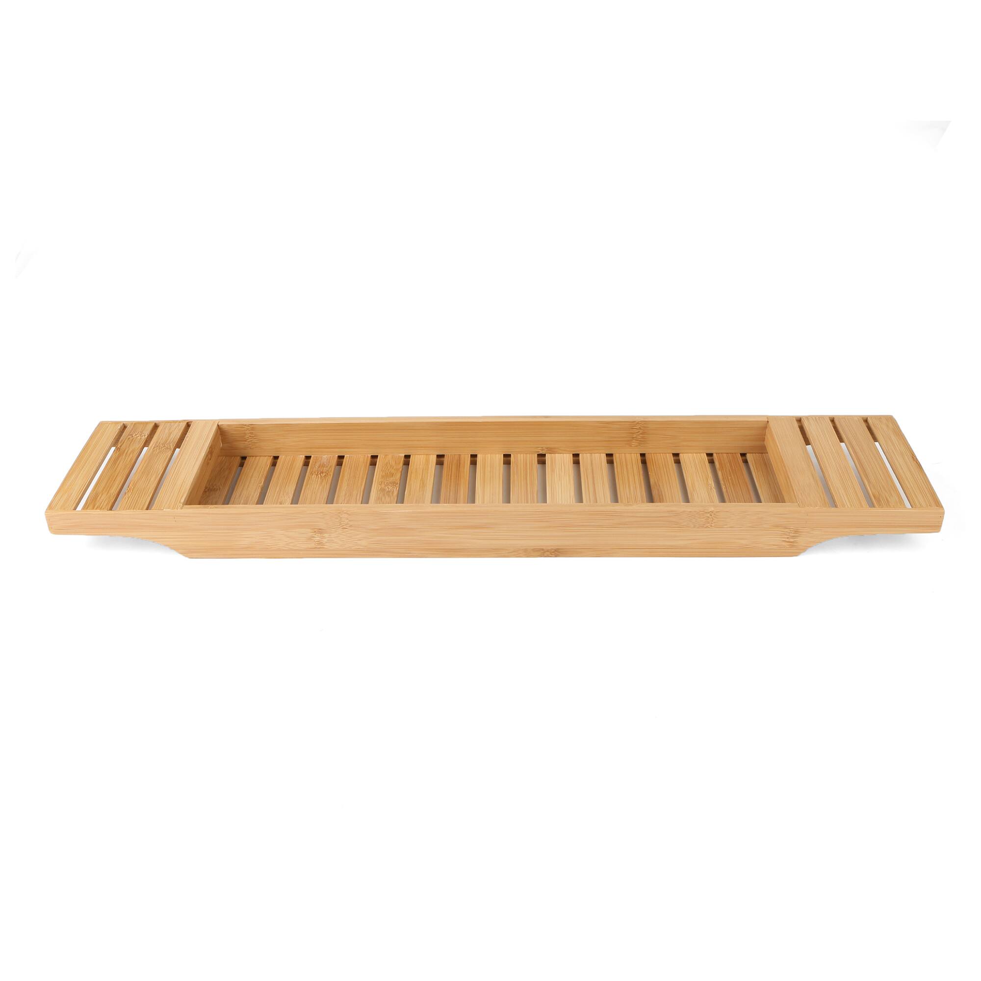Mind Reader 27" Brown Bamboo Bathtub Caddy Organizer